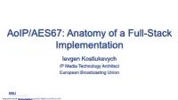 Aoip/AES67: Anatomy of a Full-Stack Implementation Ievgen Kostiukevych IP Media Technology Architect European Broadcasting Union