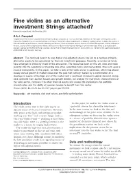 Fine Violins As an Alternative Investment: Strings Attached? Received (In Revised Form): 13Th December, 2007