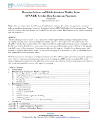M3AAWG Sender Best Common Practices Version 3.0 Updated February 2015