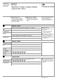 RP07 Application to Change a Company's Disputed