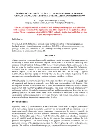 Subsidence Hazards Caused by the Dissolution of Permian Gypsum in England: Geology, Investigation and Remediation