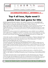 Top 4 All Lose, Hyde Need 3 Points from Last Game for Title
