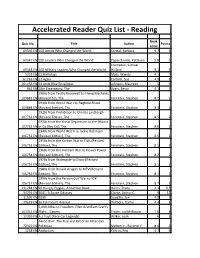 Accelerated Reader Quiz List - Reading