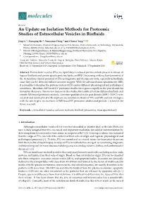 An Update on Isolation Methods for Proteomic Studies of Extracellular Vesicles in Bioﬂuids