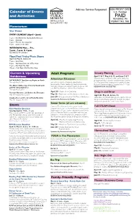 Calendar of Events and Activities