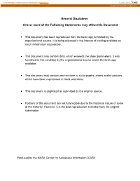 General Disclaimer One Or More of the Following Statements May Affect