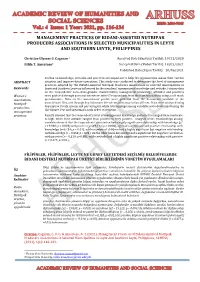 Management Practices of Bidani-Assisted Nutripak Producers Associations in Selected Municipalities in Leyte and Southern Leyte, Philippines