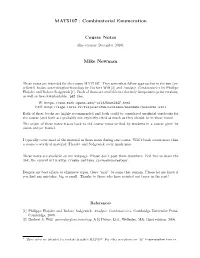 MAT5107 : Combinatorial Enumeration Course Notes