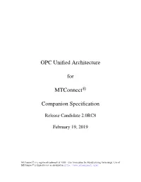 OPC Unified Architecture for Mtconnectr