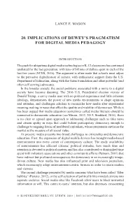 20. Implications of Dewey's Pragmatism for Digital