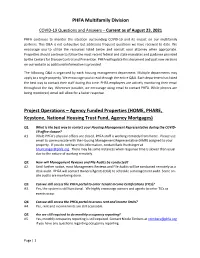 COVID-19 Questions and Answers – Current As of August 23, 2021