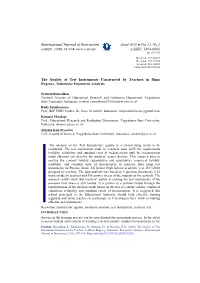 The Quality of Test Instruments Constructed by Teachers in Bima Regency, Indonesia: Document Analysis