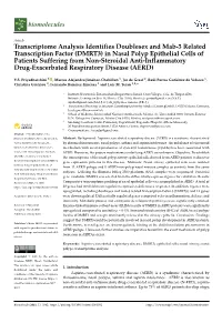 Transcriptome Analysis Identifies Doublesex and Mab-3 Related Transcription Factor (DMRT3) in Nasal Polyp Epithelial Cells of Pa