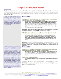 2 Kings 22-23 • the Josiah Reforms