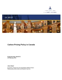 Carbon Pricing Policy in Canada