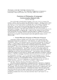 Feminism in the Philosophy of Language