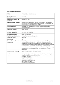 PASS Information Title Cilostazol Drug Utilisation Study