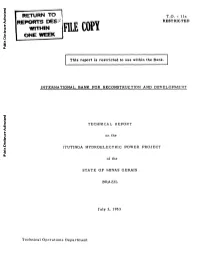 RETURN to T.O.- Ila EPORTS DES** I {8RESTRICTED Vw"HIN Filewr ONE WEEK Public Disclosure Authorized