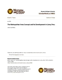 The Metropolitan Area Concept and Its Development in Lima, Peru