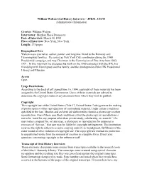 William Walton Interviewer: Meghan Floyd Desnoyers Date of Interview: March 30, 1993 Place of Interview: New York, New York Length: 175 Pages