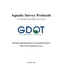 Aquatic Survey Protocols for Transportation Projects Within the State of Georgia