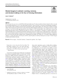 Blaisdell Mental Imagery in Animals Learning Memory and Decision