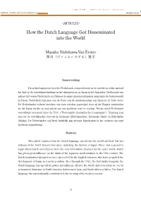 How the Dutch Language Got Disseminated Into the World