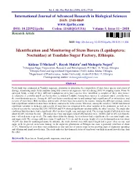Identification and Monitoring of Stem Borers (Lepidoptera: Noctuidae) at Tendaho Sugar Factory, Ethiopia