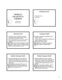 INTD0112 Introduction to Linguistics