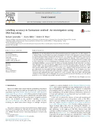 Labelling Accuracy in Tasmanian Seafood: an Investigation Using DNA Barcoding