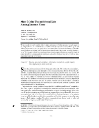Mass Media Use and Social Life Among Internet Users