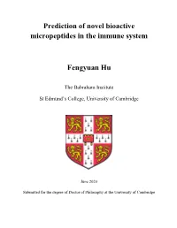 Prediction of Novel Bioactive Micropeptides in the Immune System