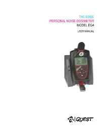 Quest the Edge Personal Noise Dosimeter Model EG4 User Manual