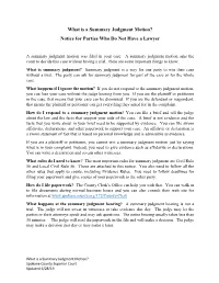 What Is a Summary Judgment Motion? Notice for Parties Who Do Not Have a Lawyer
