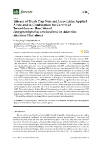 Efficacy of Trunk Trap Nets and Insecticides Applied Alone and In
