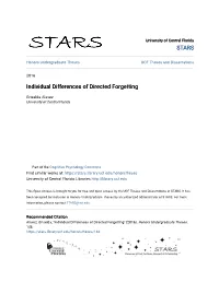 Individual Differences of Directed Forgetting