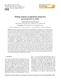 Melting Relations of Anhydrous Olivine-Free Pyroxenite Px1 at 2 Gpa