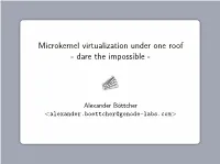 Microkernel Virtualization Under One Roof - Dare the Impossible