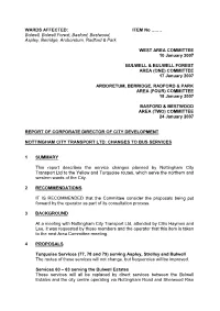 Nottingham City Transport Ltd: Changes to Bus Services