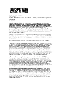 PACE Must Take Action to Address Alarming Freedom of Expression Situation 12 April 2011