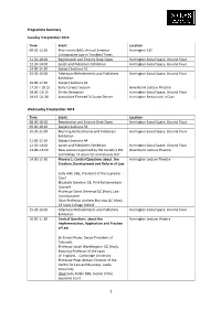 Programme Summary Tuesday 3 September 2019 Time Event