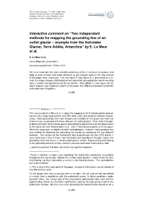Two Independent Methods for Mapping the Grounding Line of an Outlet Glacier – Example from the Astrolabe Glacier, Terre Adélie, Antarctica” by E