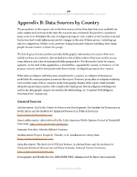 Appendix B: Data Sources by Country