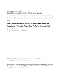 Core Competencies Required by University Librarians for the Adoption of Information Technology Tools: an Empirical Study
