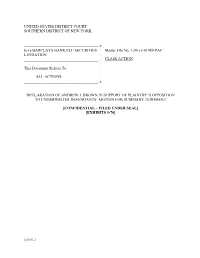 Declaration of Andrew J. Brown in Support of Plaintiff's Opposition To