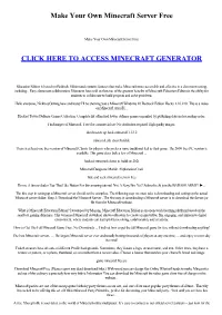 Make Your Own Minecraft Server Free