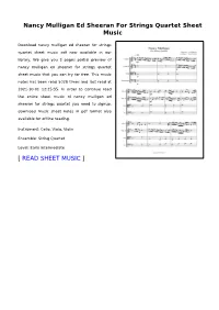 Nancy Mulligan Ed Sheeran for Strings Quartet Sheet Music
