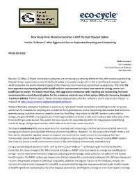 New Study Finds Waste Incineration Is NOT the Best Disposal Option for the “Leftovers” After Aggressive Source-Separated Recycling and Composting