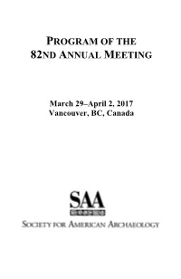 Program of the 82Nd Annual Meeting