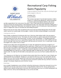 Recreational Carp Fishing Gains Popularity Long Considered a Trash Fish, Carp Are Starting to Get More Respect in the U.S